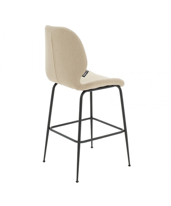 Σκαμπό bar Impel pakoworld μεταλλικό μαύρο-ύφασμα μπεζ