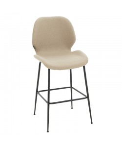 Σκαμπό bar Impel pakoworld μεταλλικό μαύρο-ύφασμα μπεζ