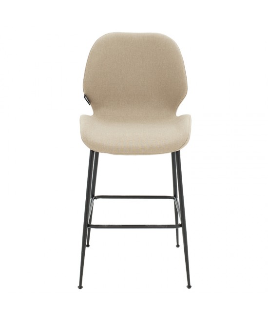 Σκαμπό bar Impel pakoworld μεταλλικό μαύρο-ύφασμα μπεζ