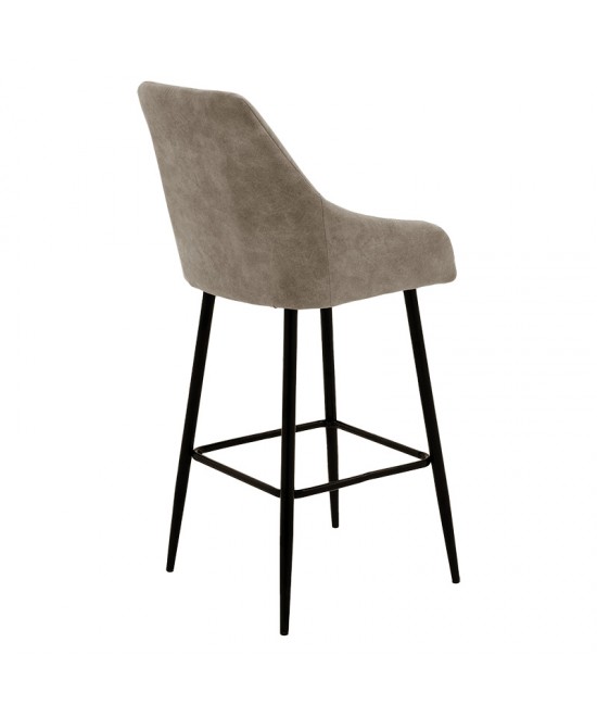 Σκαμπό bar Empower pakoworld μεταλλικό μαύρο-ύφασμα antique γκρι καφέ