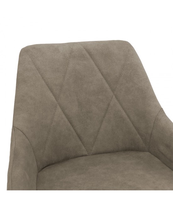 Σκαμπό bar Empower pakoworld μεταλλικό μαύρο-ύφασμα antique γκρι καφέ