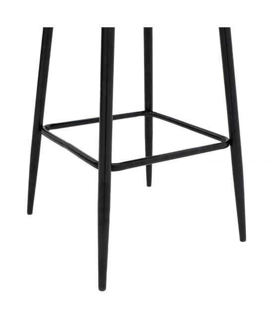 Σκαμπό bar Empower pakoworld μεταλλικό μαύρο-ύφασμα antique γκρι καφέ