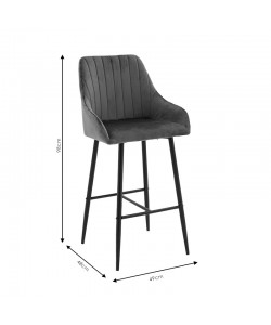 Σκαμπό bar Patrin pakoworld μεταλλικό μαύρο-βελούδο σάπιο μήλο