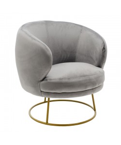 Πολυθρόνα Rony pakoworld βελούδο γκρι-χρυσό 78x75x82εκ