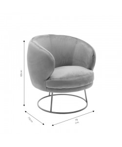 Πολυθρόνα Rony pakoworld βελούδο γκρι-χρυσό 78x75x82εκ