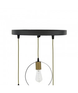 Φωτιστικό οροφής τρίφωτο Kasper pakoworld E27 μαύρο-χρυσό Φ30x79εκ