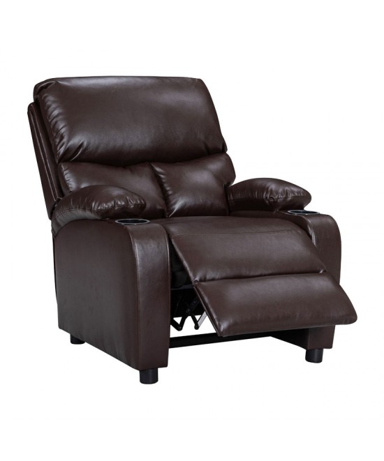 Πολυθρόνα relax με ποτηροθήκη Gartia pakoworld  καφέ PU 79x94x102εκ