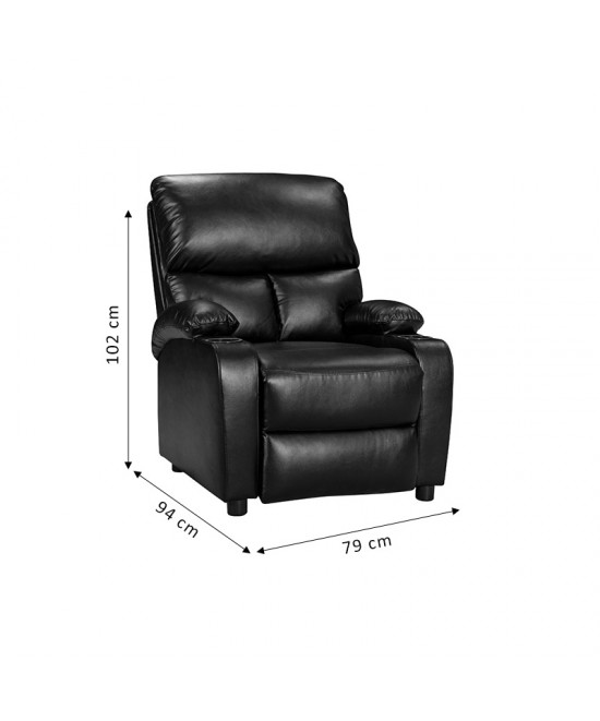 Πολυθρόνα relax με ποτηροθήκη Gartia pakoworld  καφέ PU 79x94x102εκ