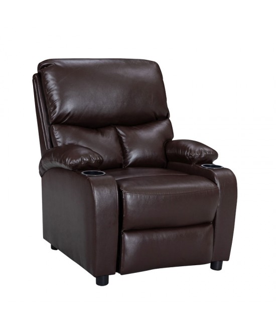 Πολυθρόνα relax με ποτηροθήκη Gartia pakoworld  καφέ PU 79x94x102εκ