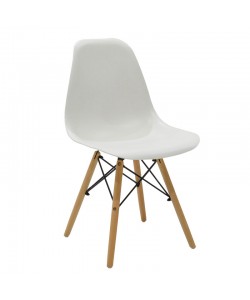 Καρέκλα Julita pakoworld PP λευκό-φυσικό πόδι 46x50x82εκ