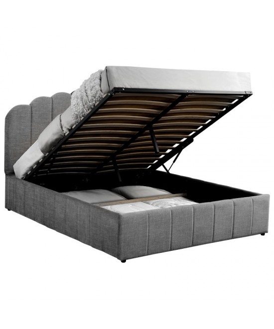 Κρεβάτι διπλό Tatiana pakoworld ύφασμα ανθρακί με αποθηκευτικό χώρο 160x200εκ