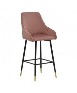 Σκαμπό bar Lithe pakoworld μεταλλικό μαύρο χρυσό-βελούδο σάπιο μήλο 47x44x98εκ