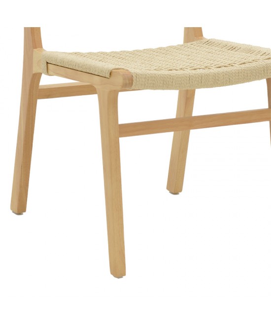 Καρέκλα Julien pakoworld rubberwood φυσικό-έδρα φυσικό σχοινί 61x54x85εκ