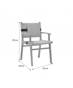 Πολυθρόνα Olivier pakoworld ξύλο οξιάς φυσικό μαύρο-έδρα φυσικό σχοινί 62x60x85εκ