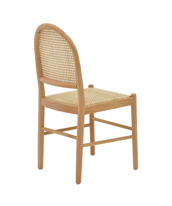 Καρέκλα Alessia pakoworld ξύλο οξιάς-rattan φυσικό 43x40x89εκ