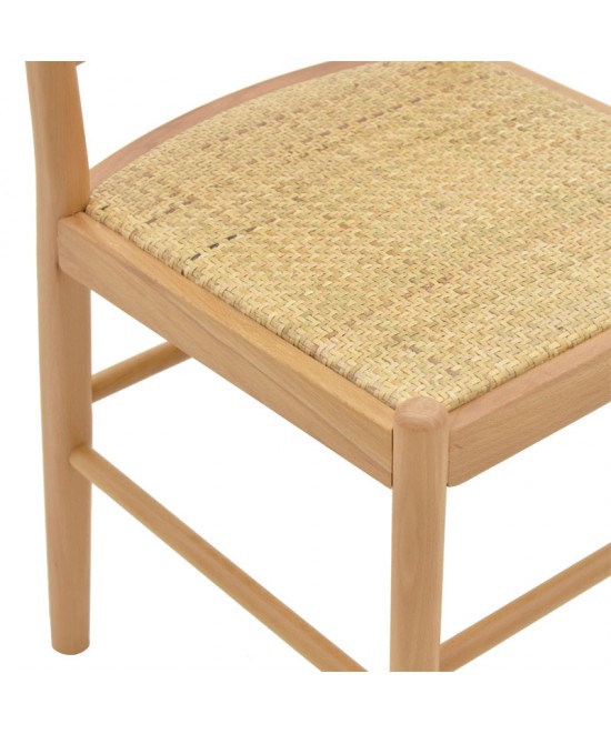 Καρέκλα Alessia pakoworld ξύλο οξιάς-rattan φυσικό 43x40x89εκ