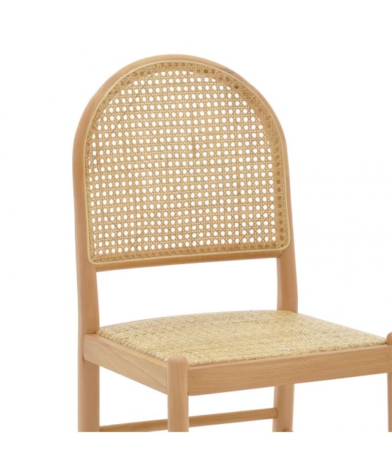 Καρέκλα Alessia pakoworld ξύλο οξιάς-rattan φυσικό 43x40x89εκ