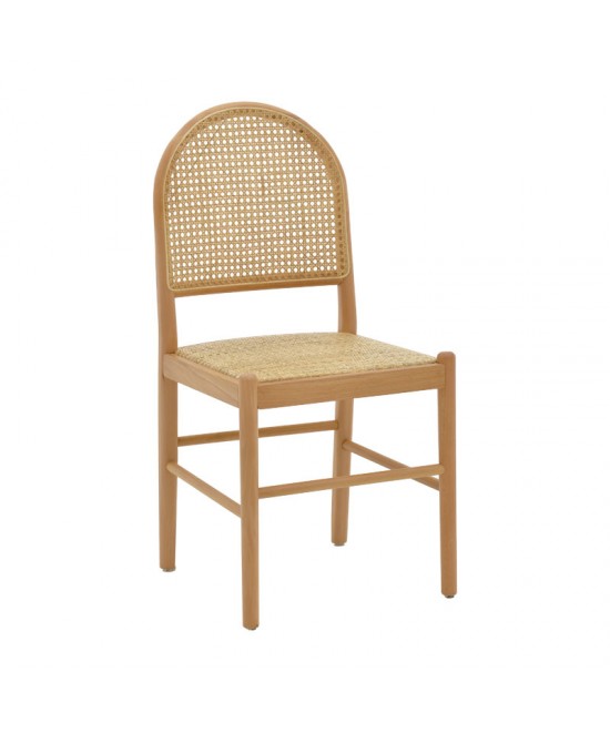 Καρέκλα Alessia pakoworld ξύλο οξιάς-rattan φυσικό 43x40x89εκ