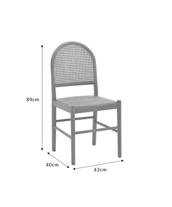 Καρέκλα Alessia pakoworld ξύλο οξιάς-rattan φυσικό 43x40x89εκ