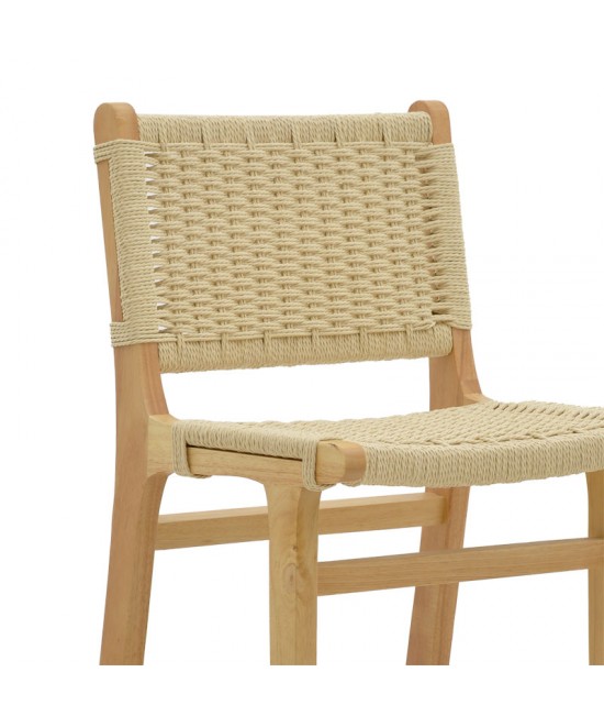 Σκαμπό μπαρ Julien pakoworld rubberwood φυσικό-έδρα φυσικό σχοινί 45x46x95εκ