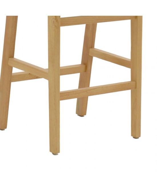 Σκαμπό μπαρ Julien pakoworld rubberwood φυσικό-έδρα φυσικό σχοινί 45x46x95εκ