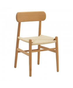 Καρέκλα Thomas pakoworld ξύλο οξιάς φυσικό-έδρα φυσικό σχοινί 44x36x79εκ