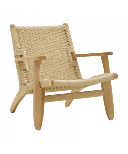 Πολυθρόνα Chiara pakoworld ξύλο οξιάς φυσικό-έδρα φυσικό σχοινί 70x68x75εκ