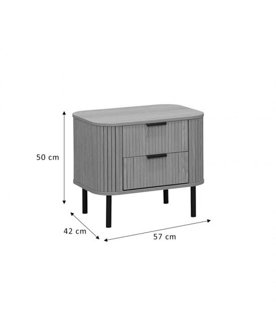 Κομοδίνο Eventful pakoworld με 2 συρτάρια φυσικό-μαύρο 57x42x50εκ