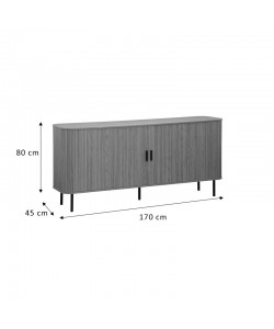 Μπουφές Scandi pakoworld MDF φυσικό με μεταλλικά μαύρα πόδια 170x45x80εκ