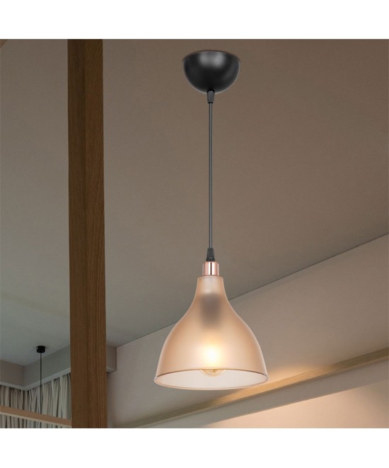 Φωτιστικό οροφής μονόφωτο Orazio pakoworld Ε27 μελί-μαύρο Φ18.5x22εκ