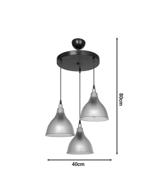 Φωτιστικό οροφής τρίφωτο Orazio pakoworld Ε27 μελί-μαύρο Φ40x80εκ