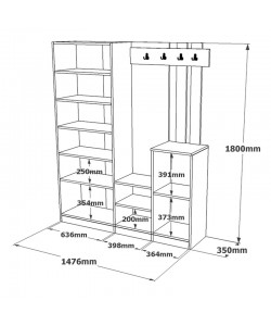 Έπιπλο εισόδου Doorse pakoworld μελαμίνης λευκό-sonoma 147.5x35x180εκ