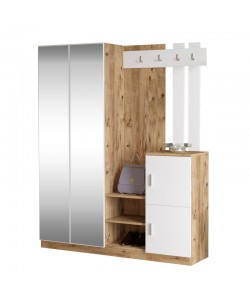 Έπιπλο εισόδου Doorse pakoworld μελαμίνης λευκό-sonoma 147.5x35x180εκ