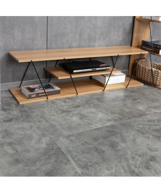 Έπιπλο τηλεόρασης Tars pakoworld sonoma-μαύρο 120x30x33εκ