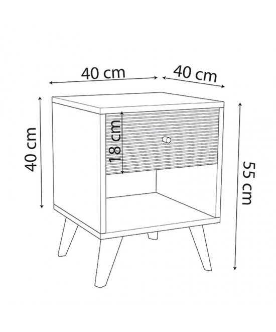 Κομοδίνο Flipter pakoworld μελαμίνης μαύρο-oak 40x40x55εκ