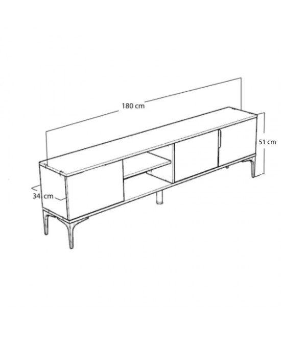 Έπιπλο τηλεόρασης Kowel pakoworld μελαμίνης λευκό-oak 180x34x51εκ