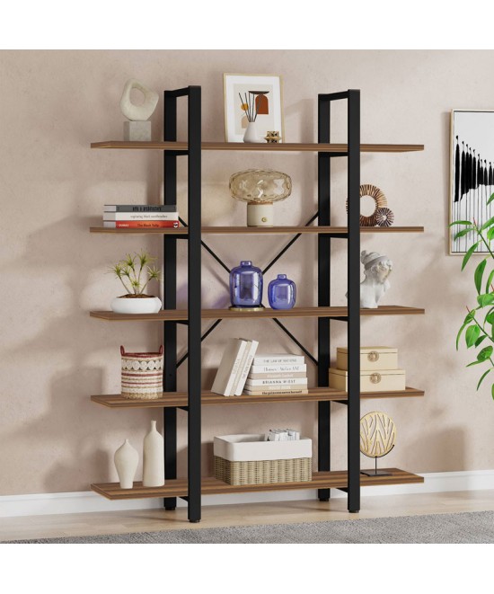 Βιβλιοθήκη Esthon pakoworld καρυδί-μαύρο μέταλλο 120x28x180εκ Βιβλιοθήκη Esthon pakoworld καρυδί-μαύρο μέταλλο 120x28x180εκ