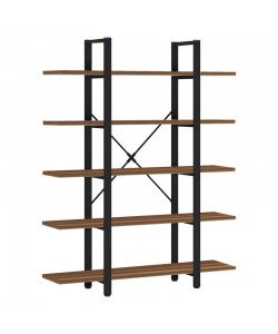 Βιβλιοθήκη Esthon pakoworld καρυδί-μαύρο μέταλλο 120x28x180εκ