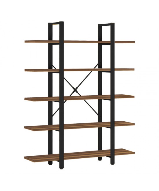 Βιβλιοθήκη Esthon pakoworld καρυδί-μαύρο μέταλλο 120x28x180εκ Βιβλιοθήκη Esthon pakoworld καρυδί-μαύρο μέταλλο 120x28x180εκ