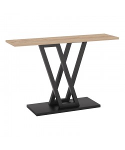 Κονσόλα Wirmo pakoworld φυσικό-μαύρο μελαμίνης-πόδι μαύρο μέταλλο 110x30x80εκ