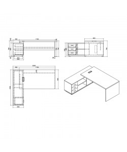 Γραφείο εργασίας αναστρέψιμο επαγγελματικό Amazon pakoworld σε φυσική απόχρωση 200x170x75εκ