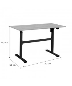 Γραφείο εργασίας με ρυθμιζόμενο ύψος Karla pakoworld sonoma-μαύρο 120x60x72/115εκ