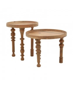 Τραπέζι σαλονιού Kelly σετ 2τεμ pakoworld μασίφ ξύλο ακακίας φυσικό