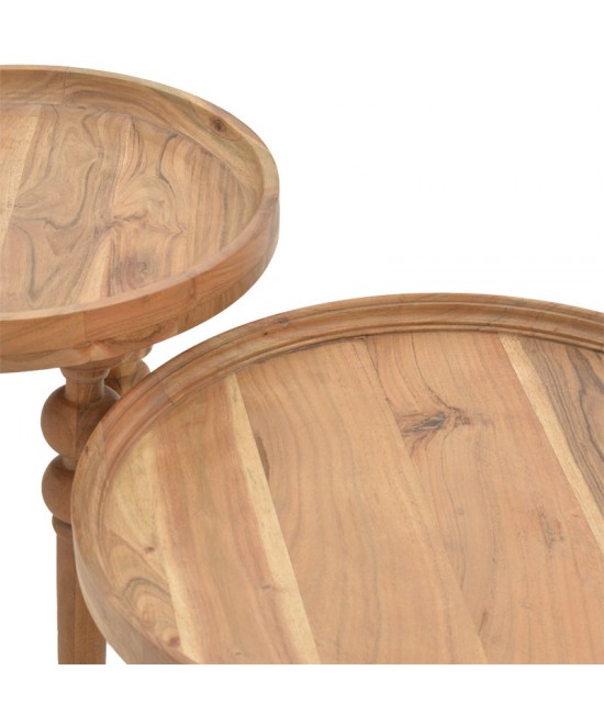 Τραπέζι σαλονιού Kelly σετ 2τεμ pakoworld μασίφ ξύλο ακακίας φυσικό