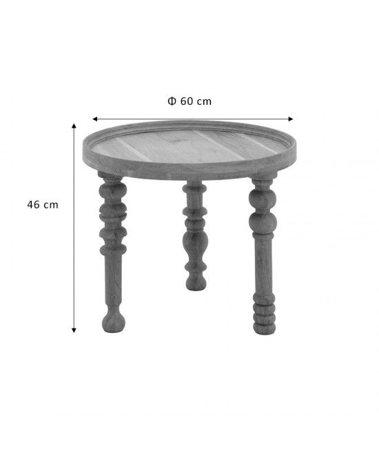 Τραπέζι σαλονιού Kelly σετ 2τεμ pakoworld μασίφ ξύλο ακακίας φυσικό