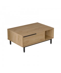 Τραπέζι σαλονιού Frixton pakoworld μελαμίνης φυσικό-μαύρο 90x60x37.5εκ