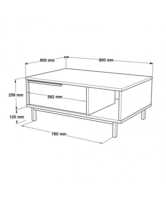 Τραπέζι σαλονιού Frixton pakoworld μελαμίνης φυσικό-μαύρο 90x60x37.5εκ