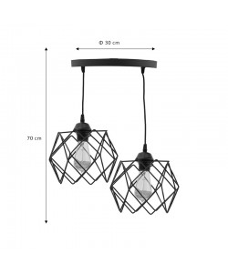 Φωτιστικό οροφής δίφωτο Zocie pakoworld Ε27 μαύρο Φ30x70εκ