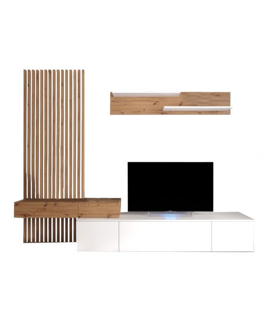 Σύνθετο σαλονιού Litende pakoworld sonoma-λευκό 249.5x42x199.5εκ Σύνθετο σαλονιού Litende pakoworld sonoma-λευκό 249.5x42x199.5εκ