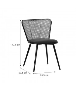 Καρέκλα Daniele pakoworld φυσικό pe rattan-μπεζ ύφασμα-φυσικό μέταλλο 46.5x57.5x77.5εκ